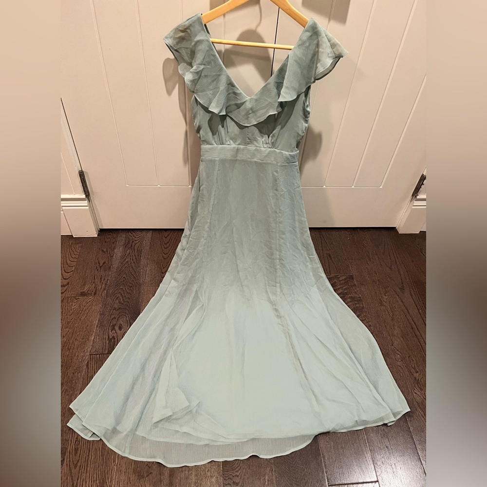 Elegant Mint Green Ruffle Dress